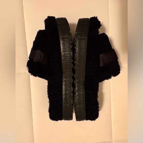 UGG Black Womens Fluffita Fuzzy Slide Sandals - Picture 8 of 13